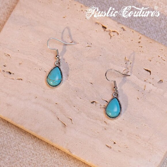 Women's Turquoise 2 Couture Jewelry Set Cowgirl Vintage Western Necklace Earring - Picture 6 of 7